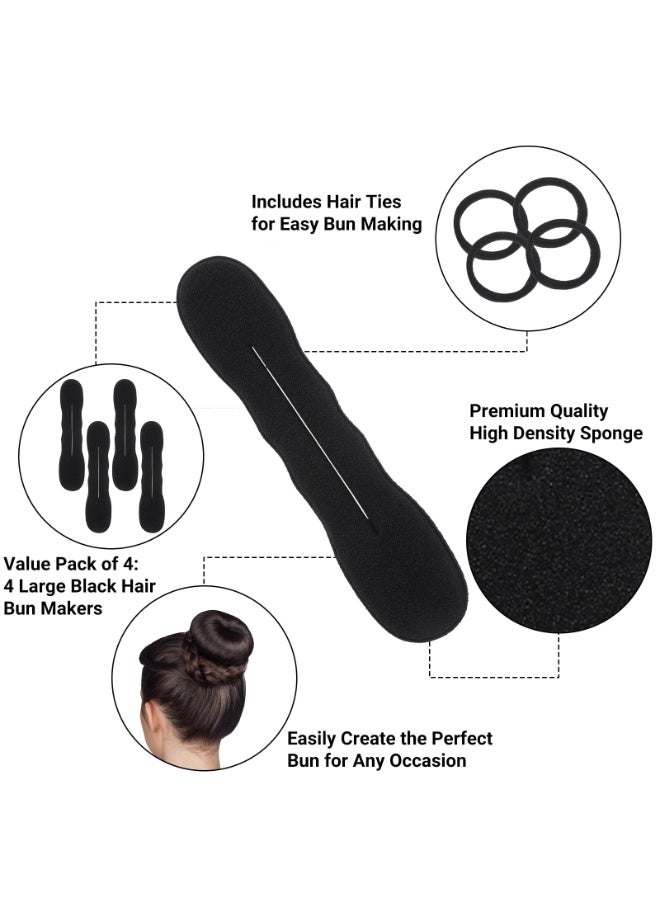 مجموعة من 4 أدوات لتشكيل كعكة الشعر مع ربطات شعر، إسفنج مانع للانزلاق، أدوات تشكيل قابلة لإعادة الاستخدام، مشابك لف الشعر، أدوات تصفيف سهلة الاستخدام، أداة لف الكعكة الفرنسية للشعر الطويل والرفيع والمجعد والمستقيم والمموج - Image 2